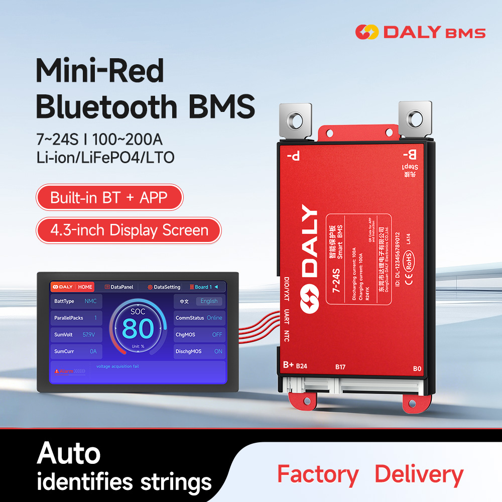 Smart Bms 24S 200A Bluetooth Lifepo4 - Daly Smart BMS 4.3インチLCD UART 4S