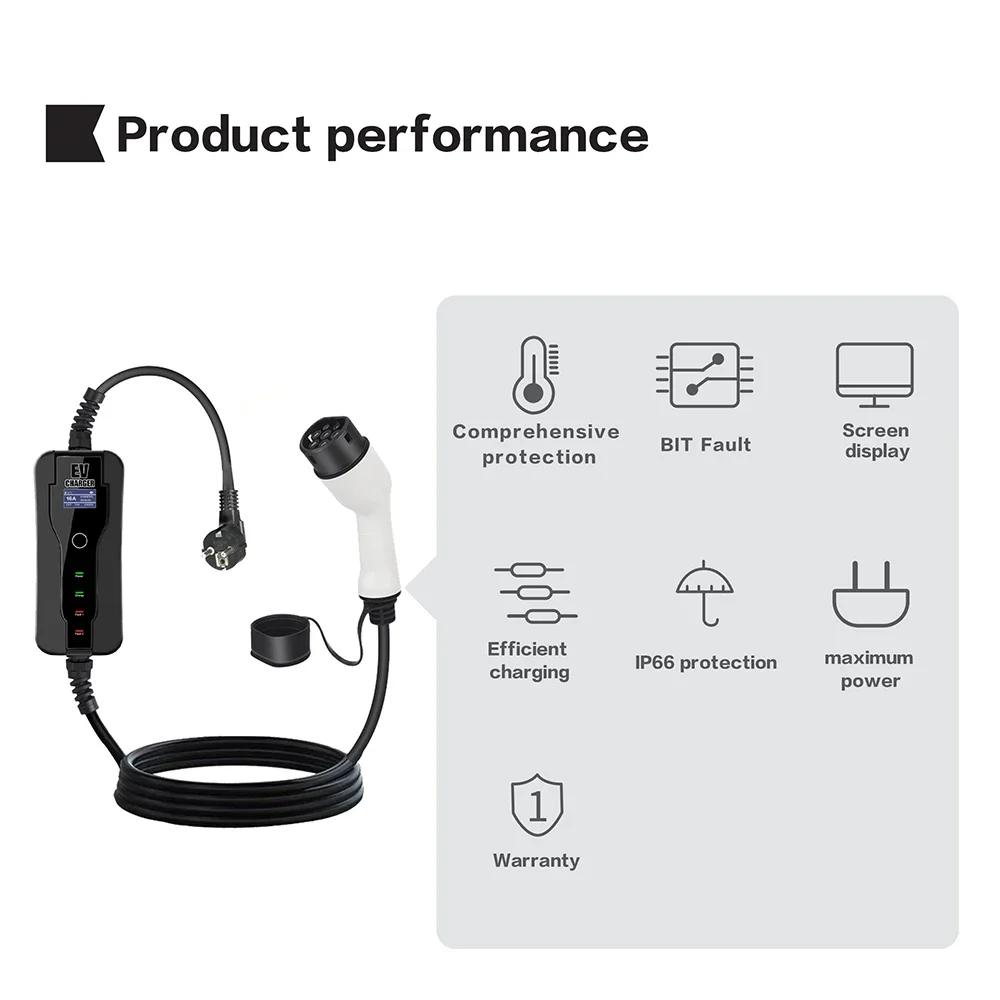 ポータブル電気自動車充電器,11kW,16A,タイプ2,調整 - Type 2 Portable Ev Charger 11Kw Cee のレビューと価格