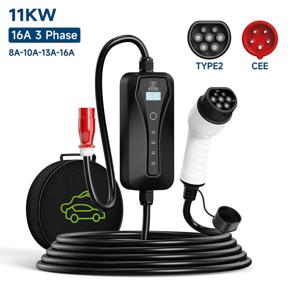 電気自動車充電器,ポータブル電気自動車充電ボックス,11kW - Type 2 Portable Ev Charger 11Kw Cee のレビューと価格